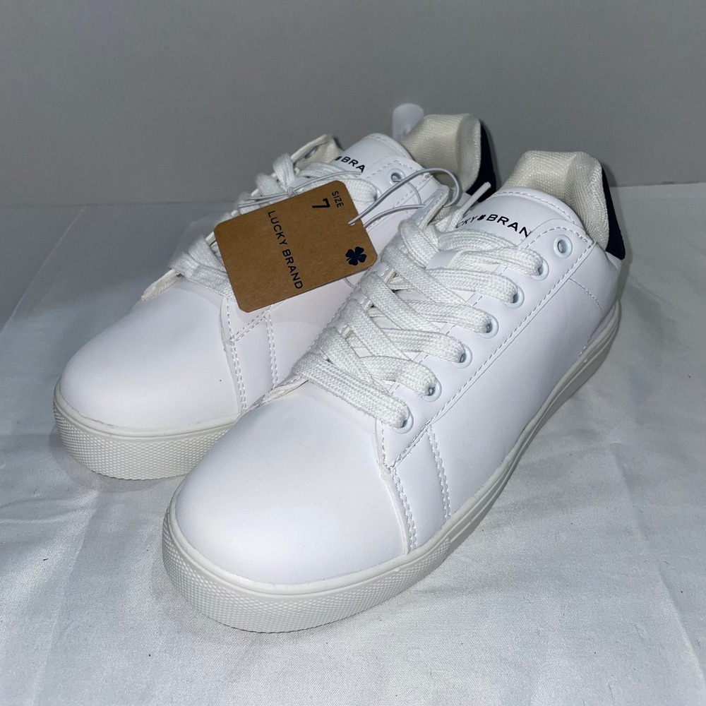 Lucky Brand Reid Womens‎ Sneakers White Navy Blue Low Top Lace Up Shoes